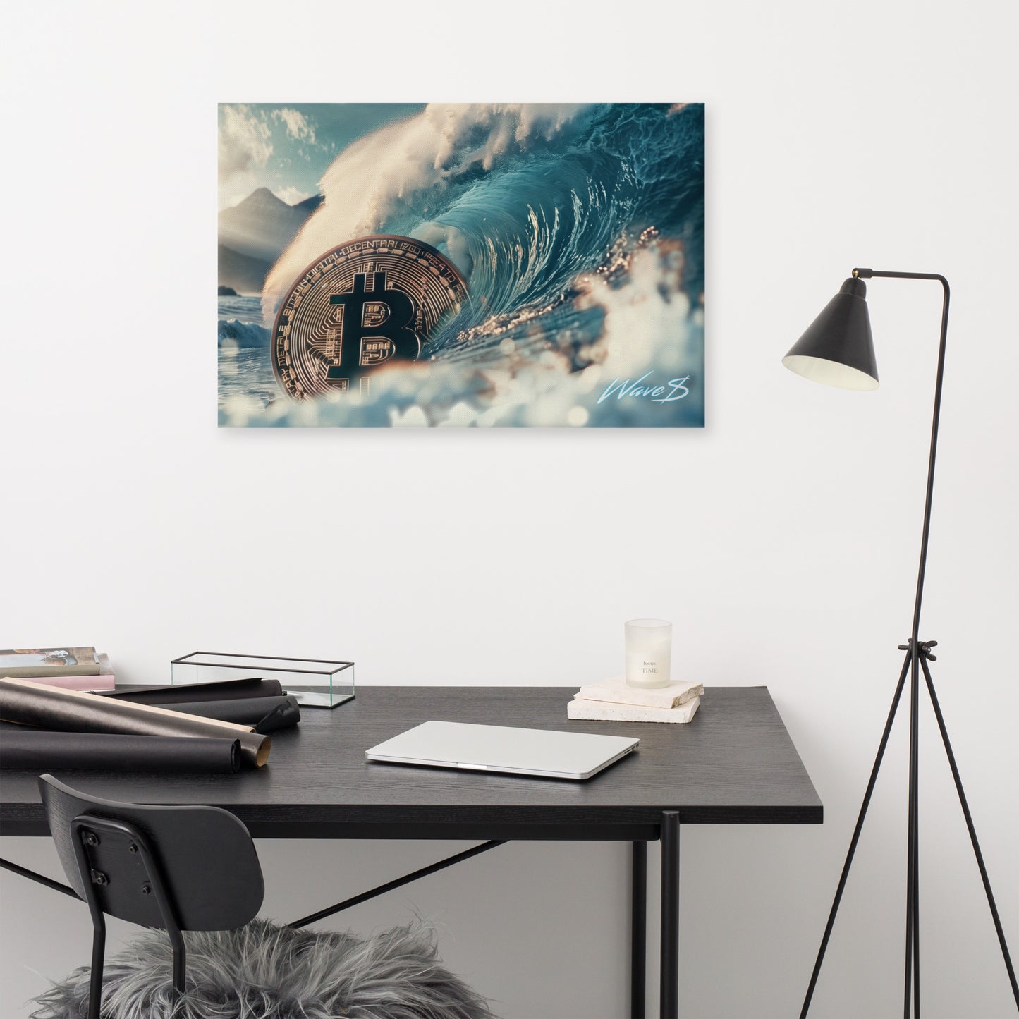 WAVE$ Bitcoin Canvas - 24"x36" - Ready to Hang