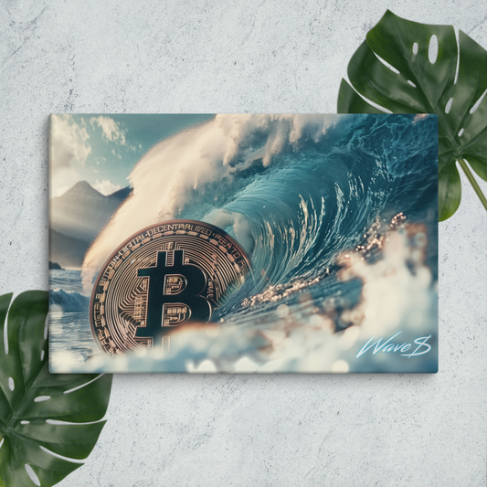 WAVE$ Bitcoin Canvas - 24"x36" - Ready to Hang